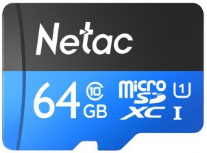 Память Micro Secure Digital Card 64GB class10 Netac/ с адаптером SD