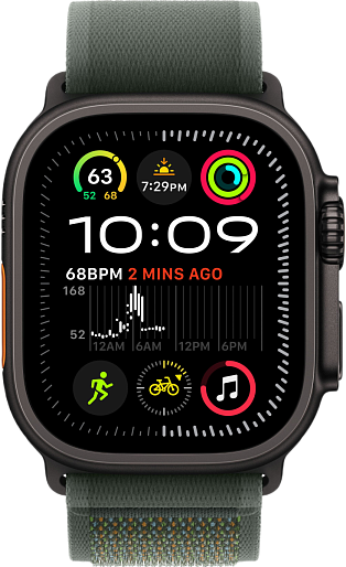 Apple Watch Ultra 2 2024 49mm Titanium Black Trail Loop Green