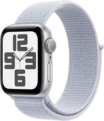 Apple Watch SE 2024 (Gen 2) 44mm Silver with Sport Loop Blue Cloud