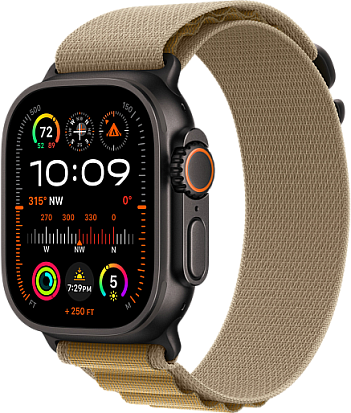 Apple Watch Ultra 2 2024 49mm Titanium Black Alpine Loop Tan Band