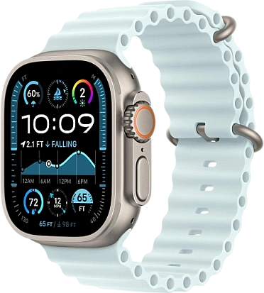Apple Watch Ultra 2 2024 49mm Natural Titanium Ocean Band Ice Blue