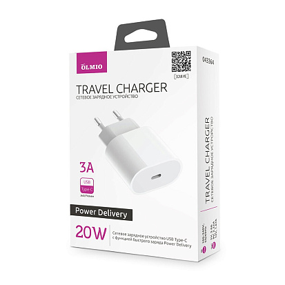СЗУ USB Type-c 20w 3A PowerDelivery OLMIO