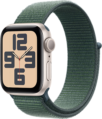 Apple Watch SE 2024 (Gen 2) 44mm Starlight with Sport Loop Green