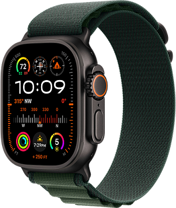 Apple Watch Ultra 2 2024 49mm Titanium Black Alpine Loop Dark Green
