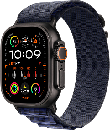 Apple Watch Ultra 2 2024 49mm Titanium Black Alpine Loop Navy Band